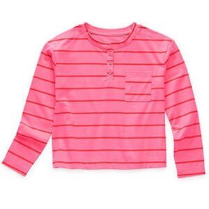 Thereabouts Girls M 10-12 Long Sleeve Pink Adaptive Henley Striped Shirt